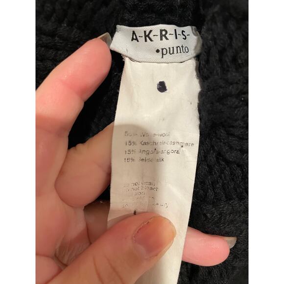 Akris punto angora cashmere wool black short sleeve sweater M - Picture 2 of 5